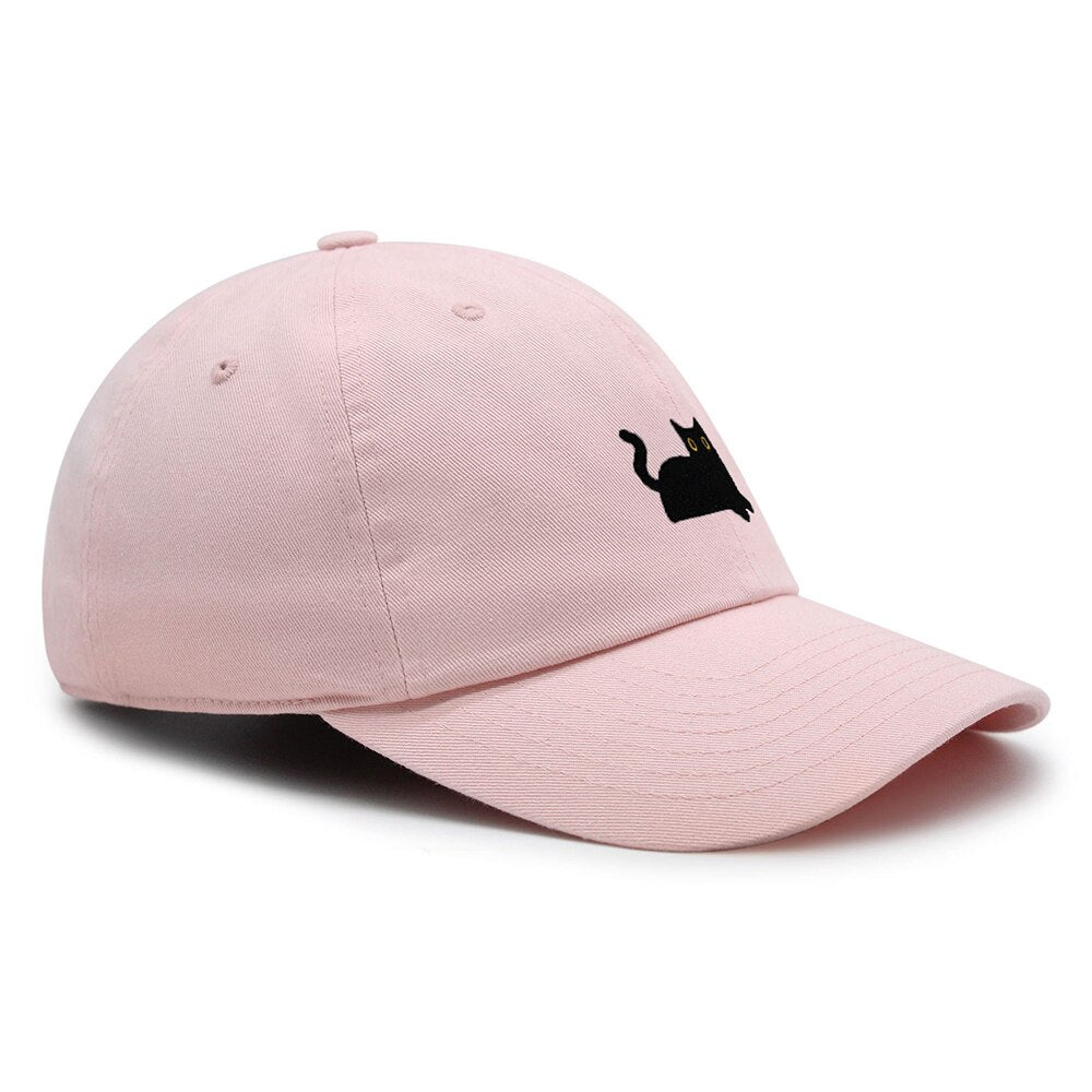 Black Cat baseball Cap Embroidery Premium Dad Hat Cat Mom Cotton Adjustable Trucker Hat