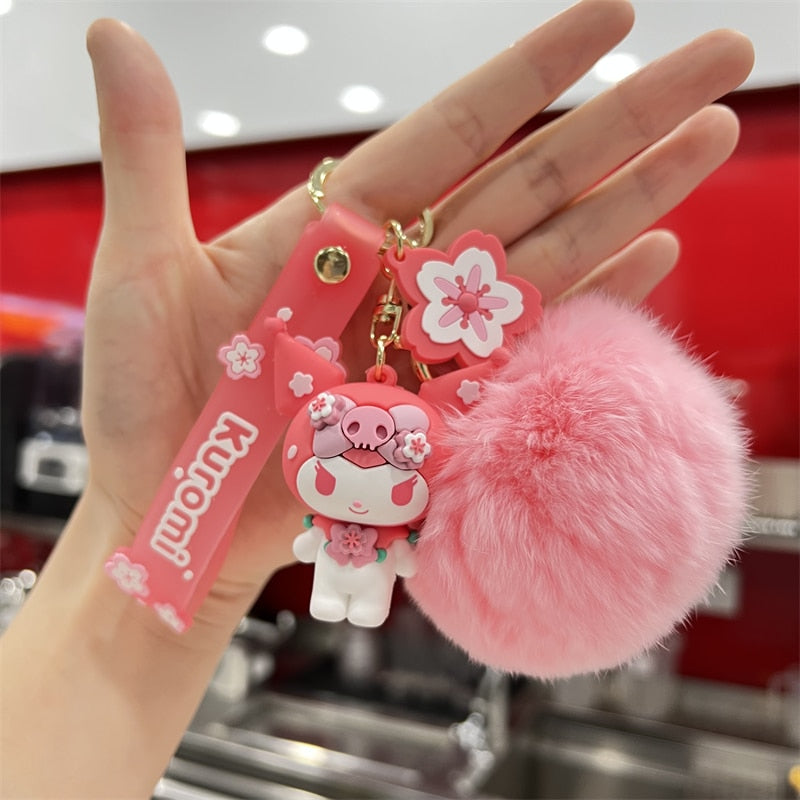 Kawaii Hello Kitty Keychain Sanrio Anime Cartoon Melody Kuromi Cinnamoroll Toys Cute Pendant Dolls Car Key Ring Girl&Child Gifts