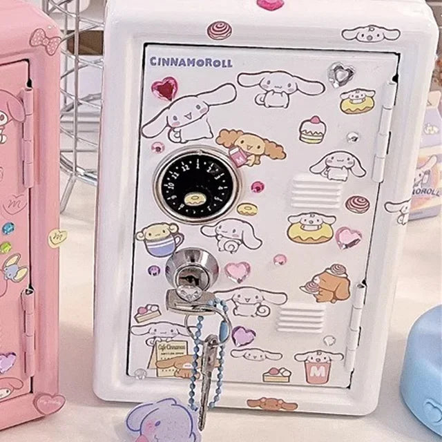 Sanrio My Melody Cinnamoroll Piggy Bank Cartoon Anime Hello Kitty Pochacco Pompom Purin Cute Mini Key Safe Deposit Children Toys