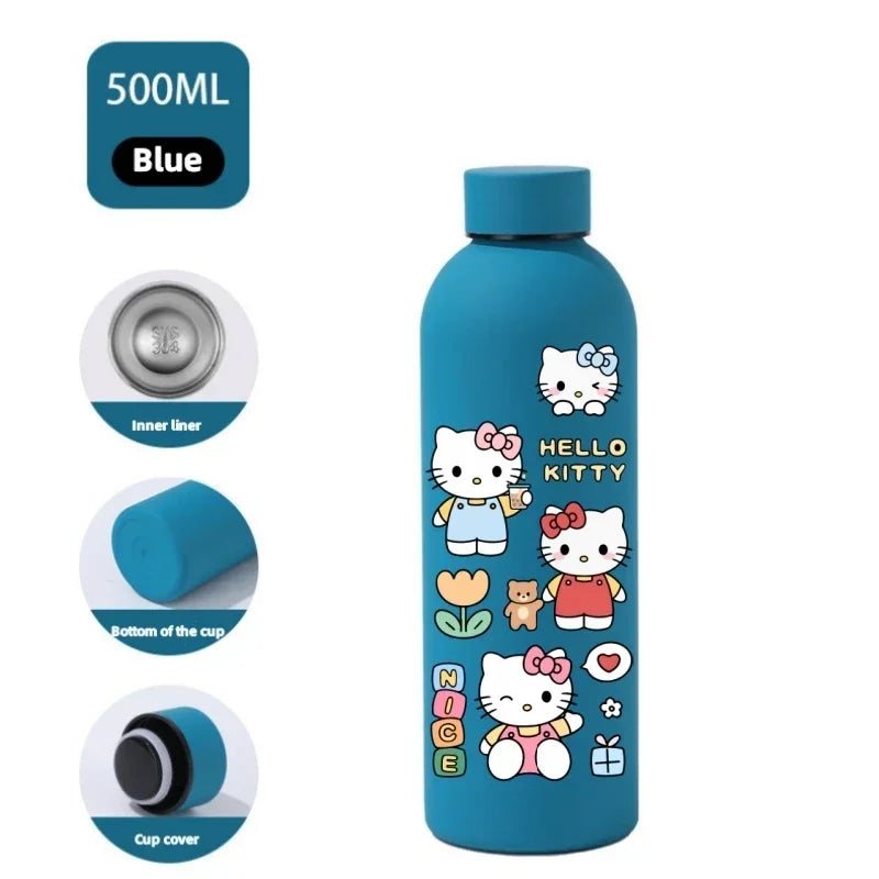 Sanrio 500 ML Thermos Mug Hello Kitty Cartoon 304 Stainless Steel Portable Water Cup Travel Water Bottle Kawaii Cups Kids Gifts