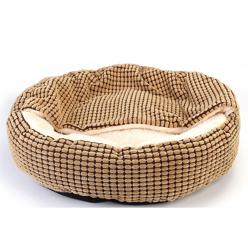 Benepaw Cozy Dog Bed Hooded Fluffy Orthopedic Round Donut Pet Cuddler Anxiety Calming Bed Washable Soft Nonslip Puppy Cat Cave