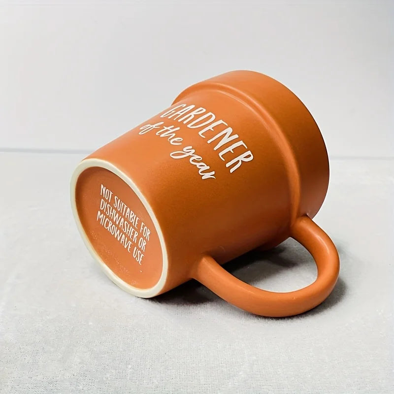 1set Gardener Coffee Cup Gift Funny Plant Pot Mug with Shovel Spoon Cool Coffee Mug for Men Women Mug for Gardener Birthday Gift