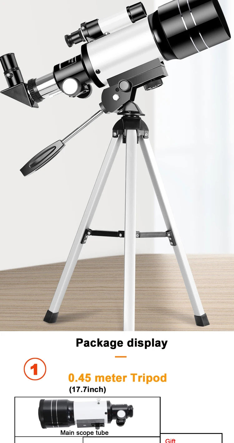 Professional Astronomical Telescope F30070 Monocular 150 Times Zoom HD Night Vision View Moon Star AZM70300 Stargazing