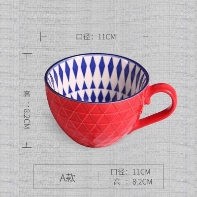 Hot Sale Colorful Ceramic Hand Painted Coffee Mugs Cup Creative Vintage Cafe Bar Drinkware Personality Breakfast Cups Tea Mug