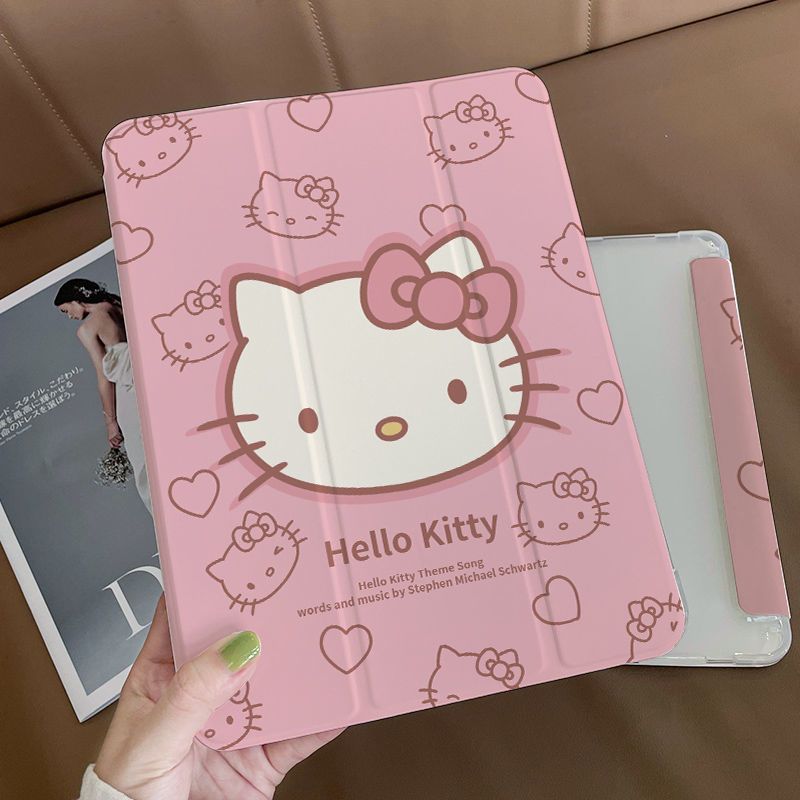 Kawaii Sanrio Ipad Protective Case Cat Accessories Cute Anime Apply Ipad Pro Air4/3Mini Transparent Drop-Proof Toy for Girl Gift