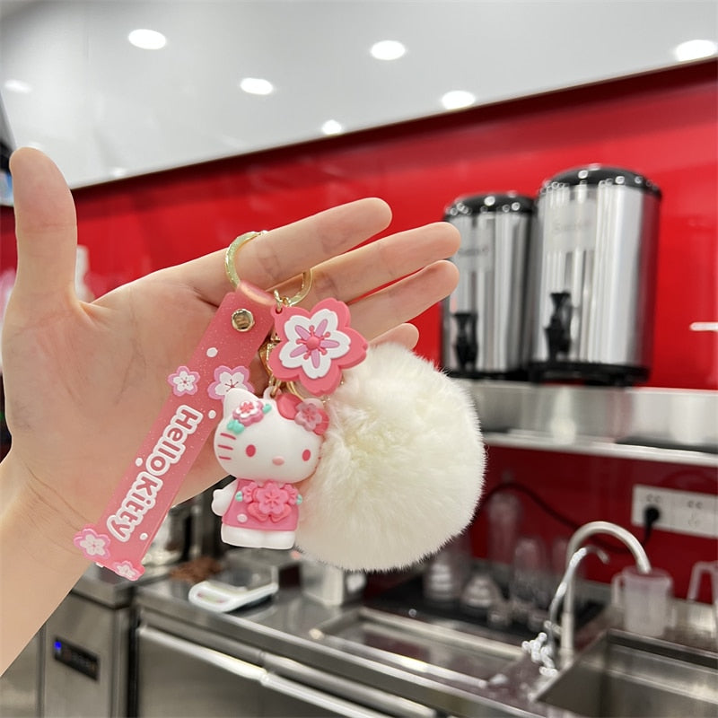 Kawaii Hello Kitty Keychain Sanrio Anime Cartoon Melody Kuromi Cinnamoroll Toys Cute Pendant Dolls Car Key Ring Girl&Child Gifts
