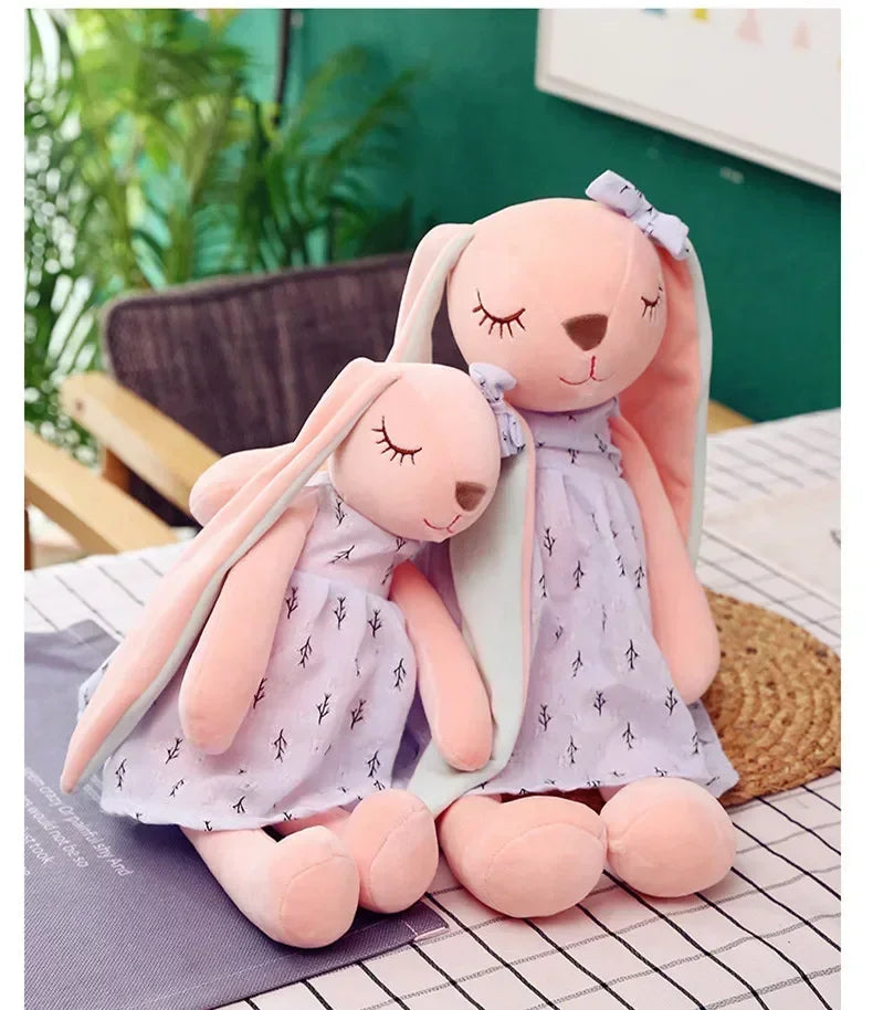 New 35cm Long Ears Cute Rabbit with Bow Doll Baby Soft Plush Toy Sleeping Stuffed Animal Baby Appease Gift for Infants Doll