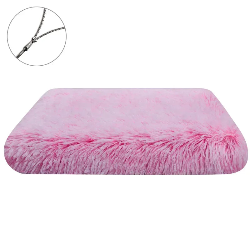 Short Plush Dog Bed with Non-slip Bottom Orthopedic Foam Dog Bed Removable Cover for Large Medium Small Dogs Machine Washable