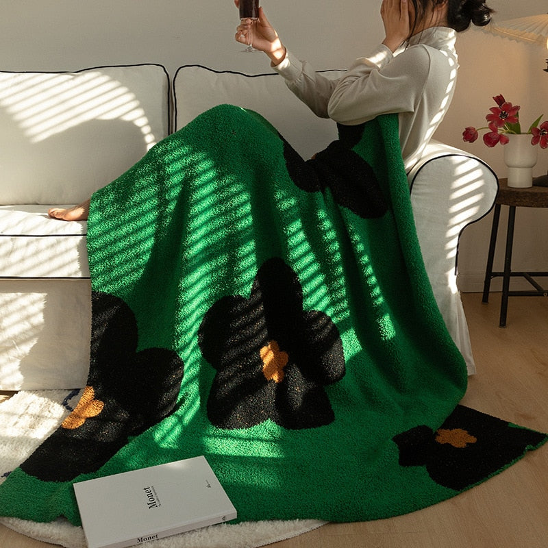 Korean Kawaii Blankets Carpet Decoration Flower Blanket Bedroom Sofa Leisure Office Single Tapestry Sofa Blanket Throw Blankets