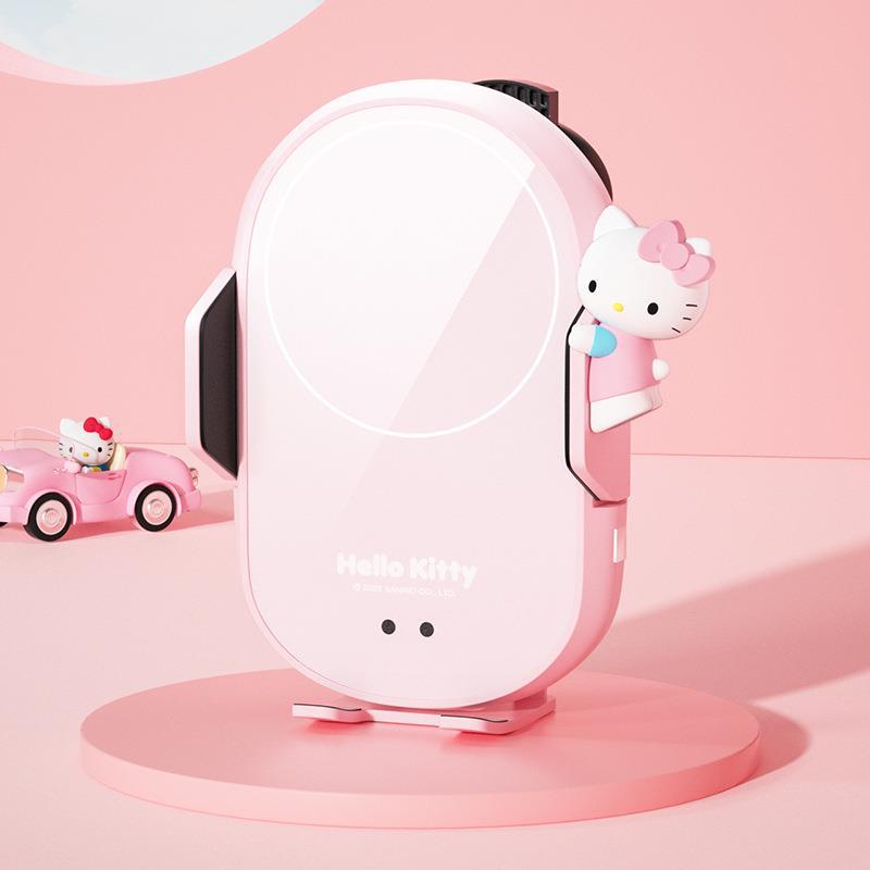 Sanrio Car Phone Holder Hello Kittys Accessories Kawaii Anime Car Wireless Charger Navigation Support Bracket Toys Girls Gift