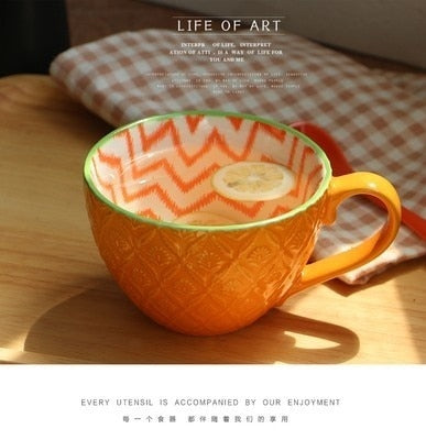 Hot Sale Colorful Ceramic Hand Painted Coffee Mugs Cup Creative Vintage Cafe Bar Drinkware Personality Breakfast Cups Tea Mug