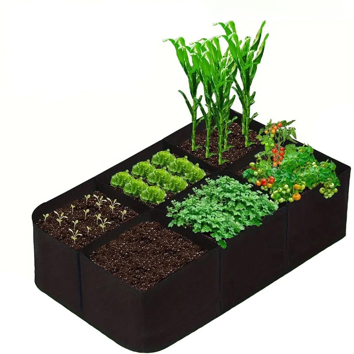 Garden Planting Bag Multi-gird Felt Growing Bag Rectangle Planting Nursery Pot Vegetable Tomato Potato Planting Container Plant