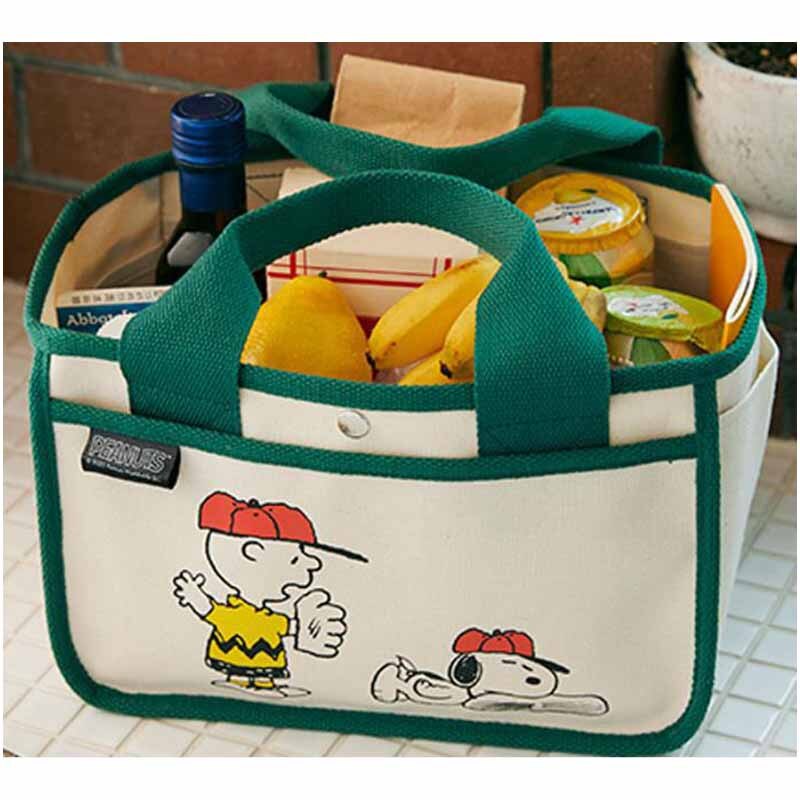 Snoopy Charlie Brown Anime Figures Cartoon Canvas Handbag Large Capacity Lunch Box