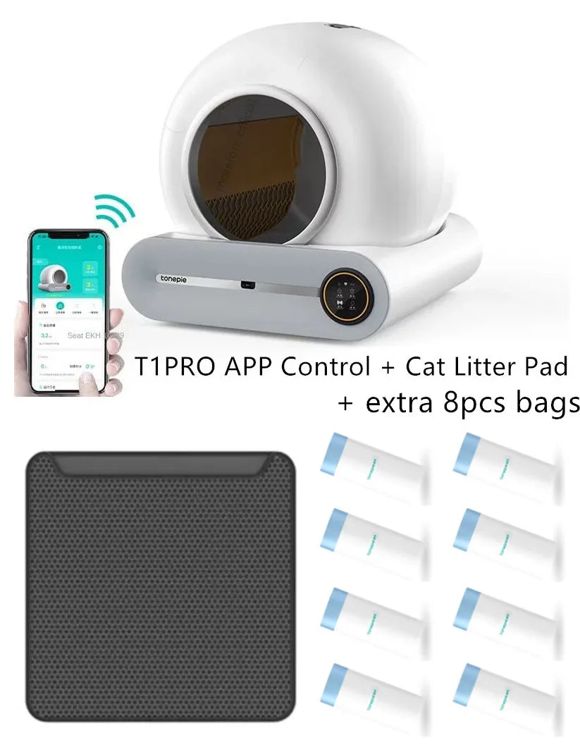 【English Version】Tonepie 65L Automatic Smart Cat Litter Box Self Cleaning Fully Enclosed Cat Litter Box Pet Toilet Litter Tray