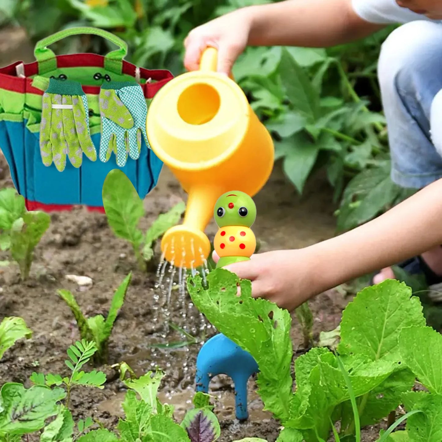 Colorful Garden Tools Toys for children Outdoor Gardening Trowel Shovel Rake Yard Watering Pot Digging Beach Safe Toys Kids Gift
