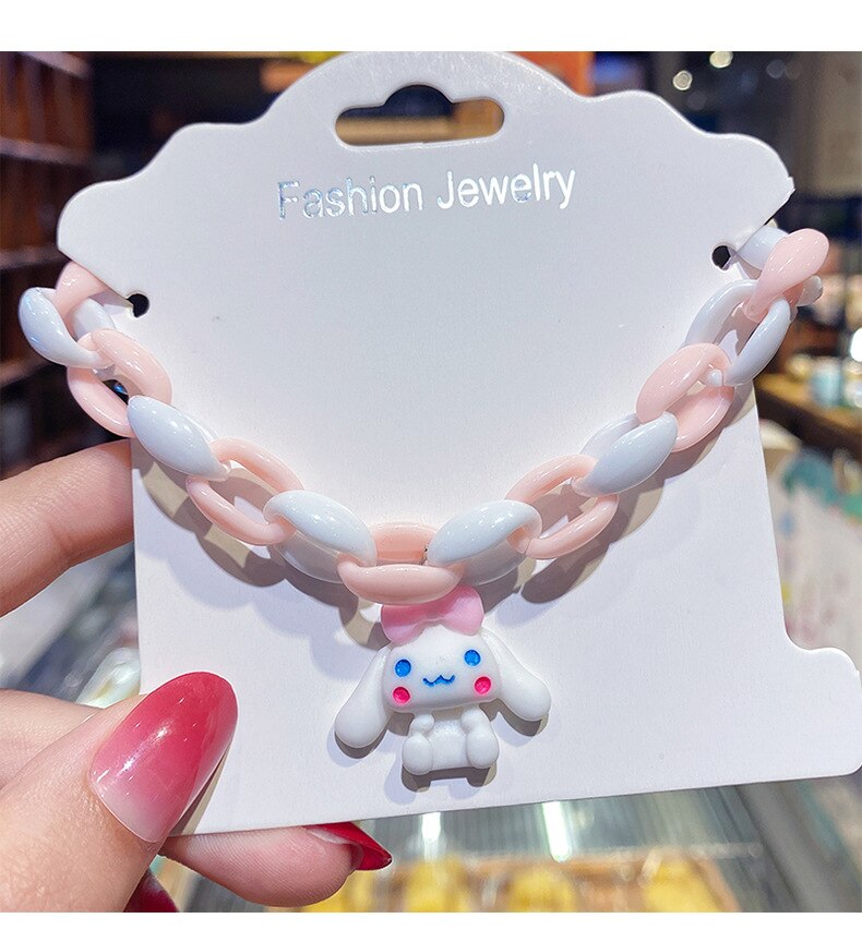 Kawaii Hello Kitty Bracelet Cinnamoroll Cartoon Anime Sanrios Bangle My Melody Jewelry Charms Cute Accessory Birthday Girls Gift