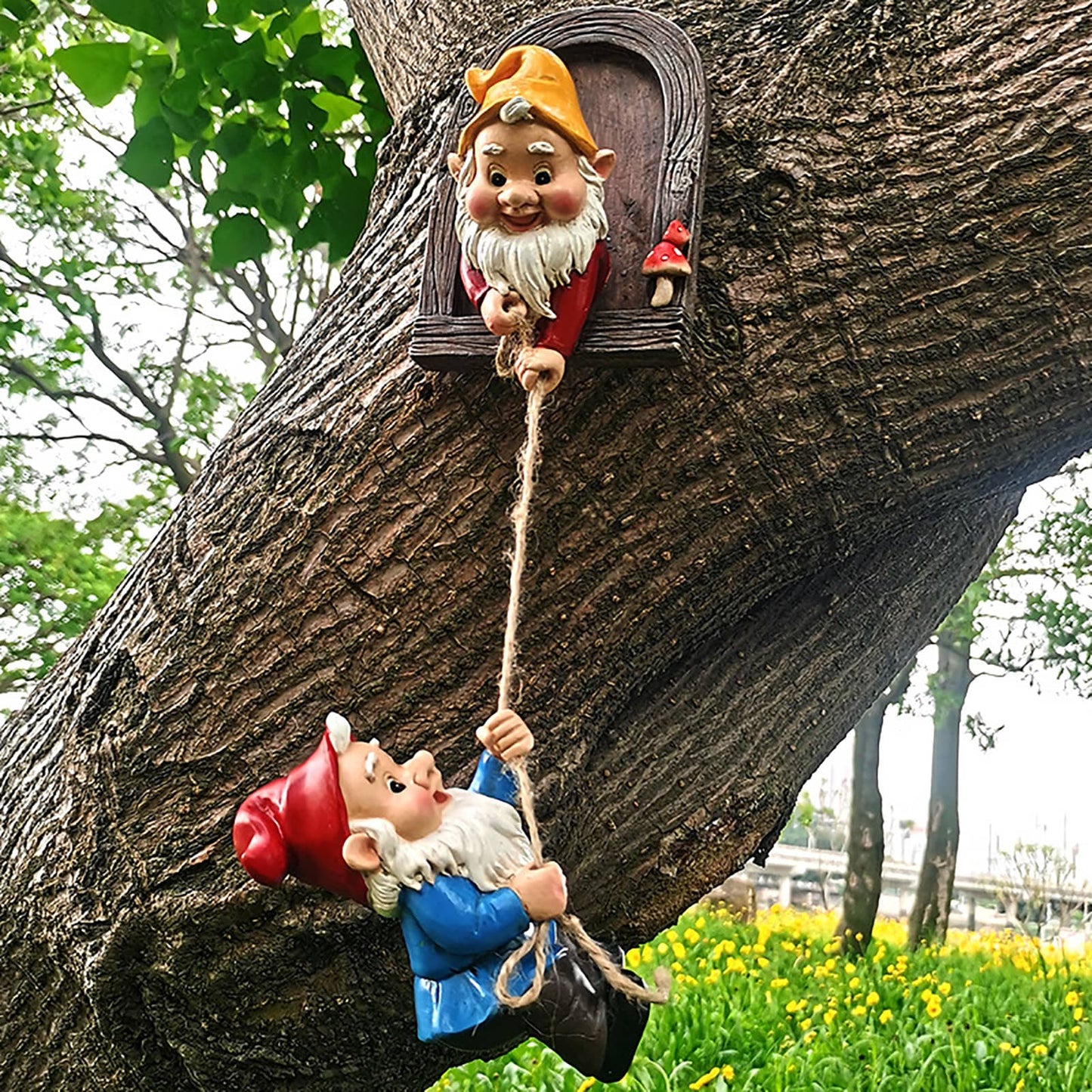 Garden Climbing Gnomes Tree Decor Cute Gnome Garden Statue Art Resin Dwarf Sculpture for Yard Outdoor Decoration Ornaments