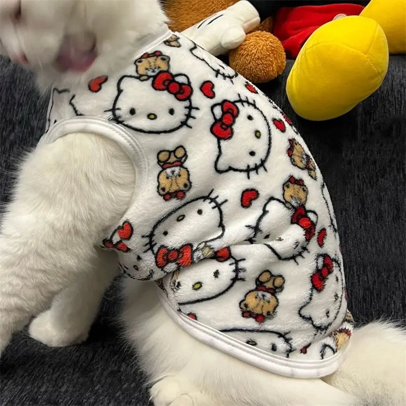 Kawaii Hello Kitty Cat Sweater Costume Winter Warm Pet Clothes for Cats Pullover Mascotas Clothing Gatos Products for Animals