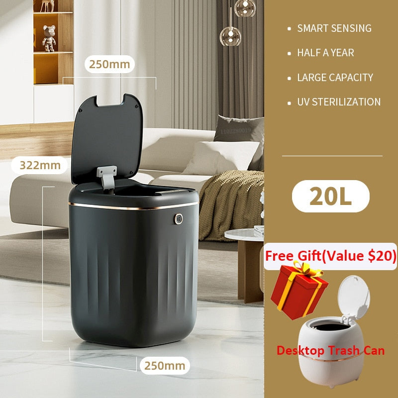 Smart Trash Can Automatic Induction Trash Bin Electric Touchless Wastebasket Kitchen Bathroom Waterproof Large Capacity Wastebin