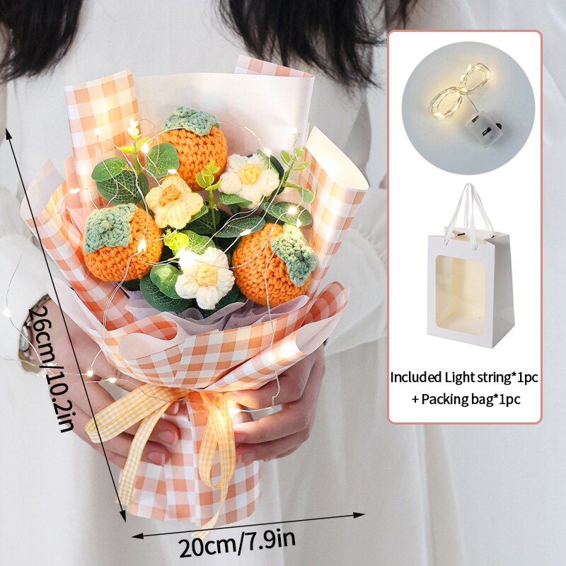 Colorful Crochet Flowers Bouquet Cotton Artificial Flowers Wedding Party Decors Ins Hand Woven Flowers Mother's Day Gift 꽃다발