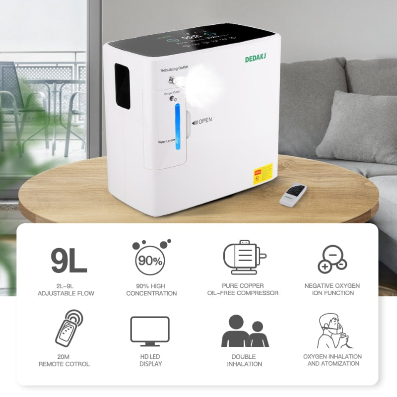 2023 New DEDAKJ DE-2SW 2-9L NEW Oxygen Generator Mechanism Oxygen Mechanism Oxygen Machine Atomizer English version 110V 220V