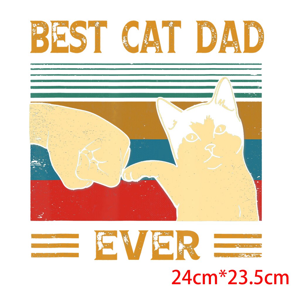 Dad Birthday Gift Funny Dad Cat Patches Father's Day Heat Transfer Stickers Fashion Thermo Stickers Fashion Graphic Appliques