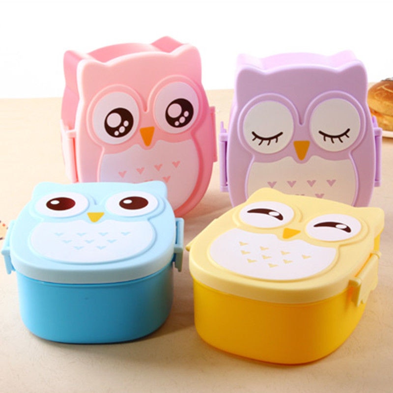 Cute Cartoon Owl Lunch Box Food Container Storage Box Portable Kids Student Lunch Box Bento Box Container With Compartments Case