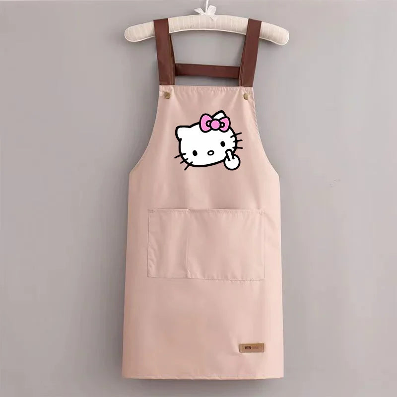Sanrio Hello Kitty Kitchen Apron Waterproof Ladies Men Home Aprons Wipeable Oil Resistant Baking BBQ Restaurant Cafe Aprons Gift