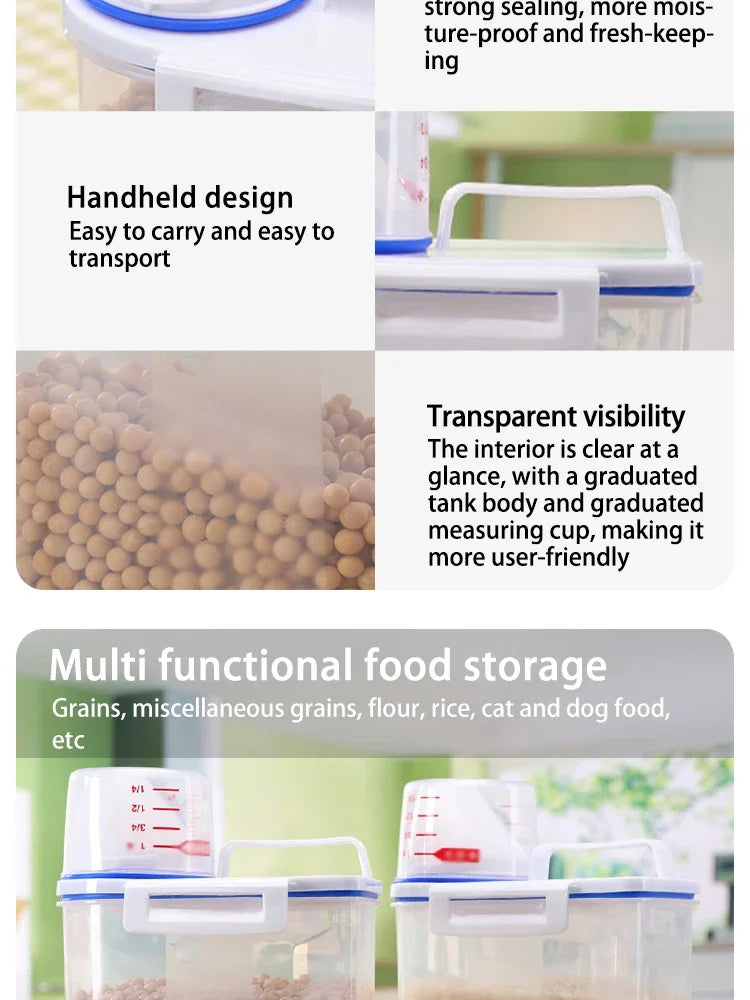 Airtight Food Storage Container Large Capacity Kitchen Rice Bucket Pet Food Dispenser Grains Moisture And Insect Proof EasyClean