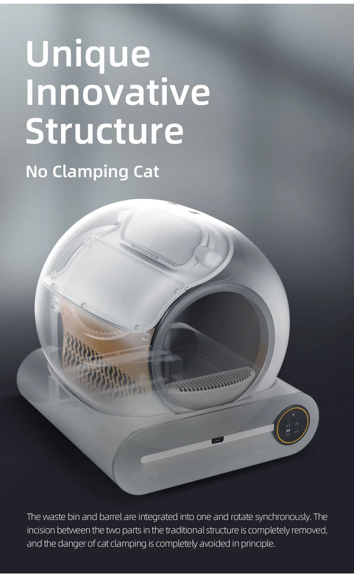 【English Version】Tonepie 65L Automatic Smart Cat Litter Box Self Cleaning Fully Enclosed Cat Litter Box Pet Toilet Litter Tray