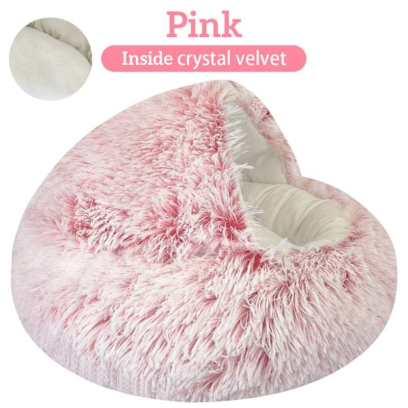 Dog winter plush pet cat bed Round cat mat Cat House 2 in 1 Warm cat sleeping bag cat litter dog kennel Dog supplies