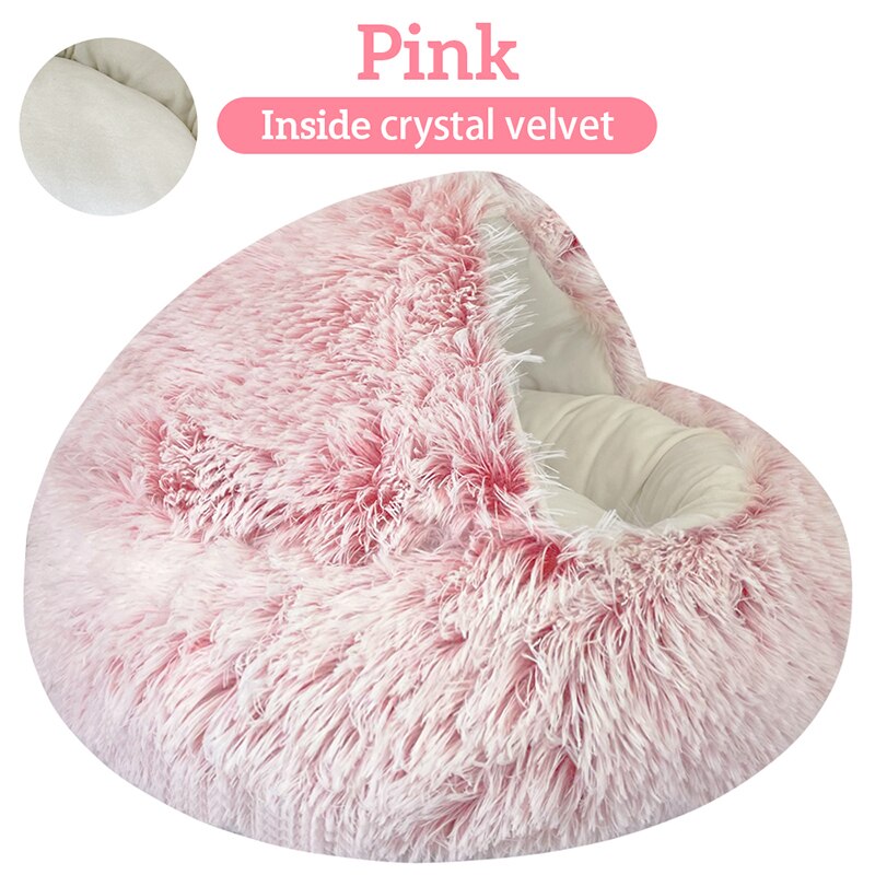 Dog winter plush pet cat bed Round cat mat Cat House 2 in 1 Warm cat sleeping bag cat litter dog kennel Dog supplies