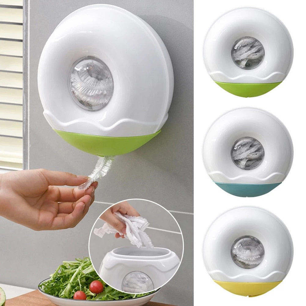 Wall-mounted Cling Film Storage Box Punch Free Plastic Wrap Storage Container Large Capacity Waterproof for Kitchen Organizer