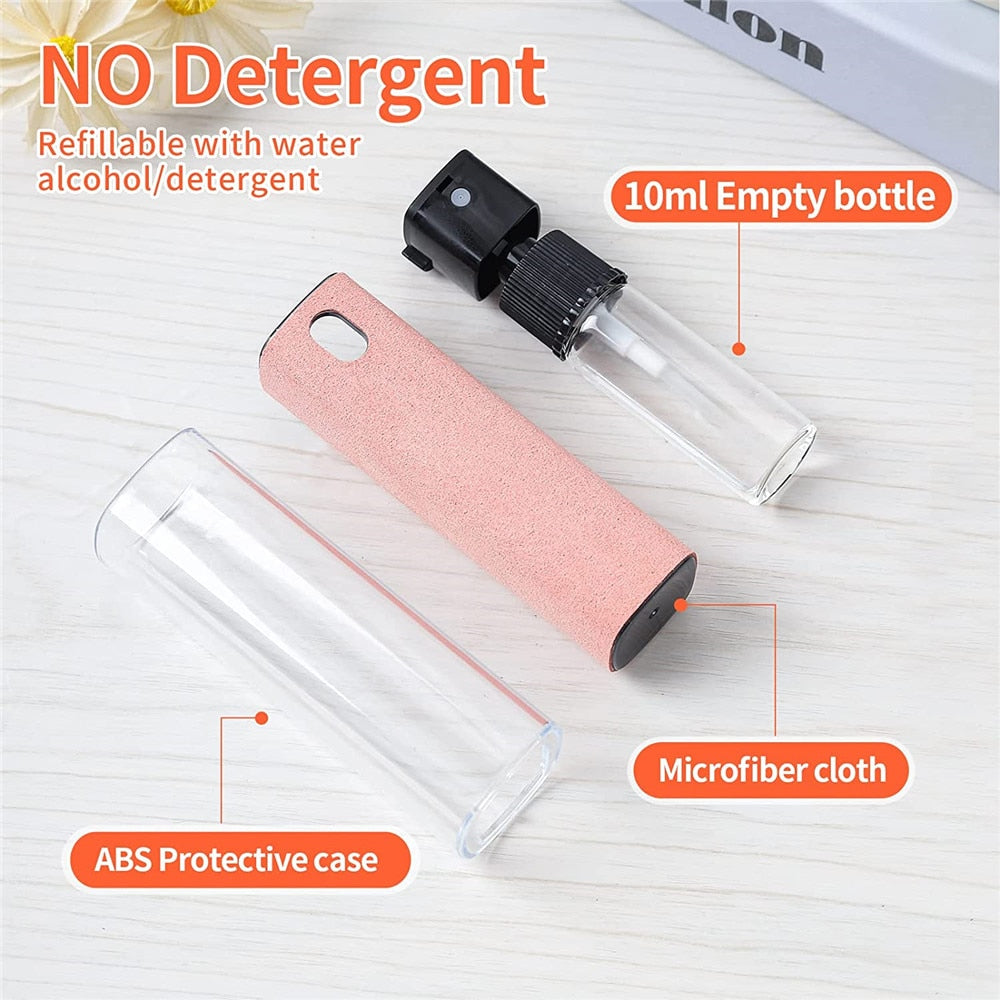2in1 Microfiber Screen Cleaner Spray Bottle Set Mobile Phone Ipad Camera GoPro Computer Microfiber Cloth Cleaning