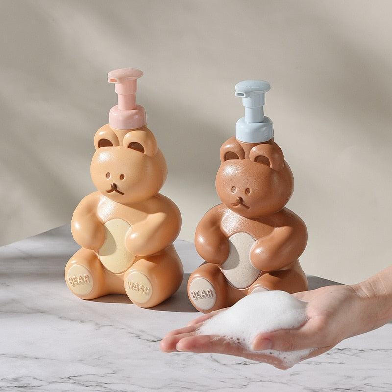 Cartoon Bear Foaming Soap Dispenser Bathroom Hand Sanitizer Shampoo Shower Gel Refillable Pump Bottle Making Foam Container