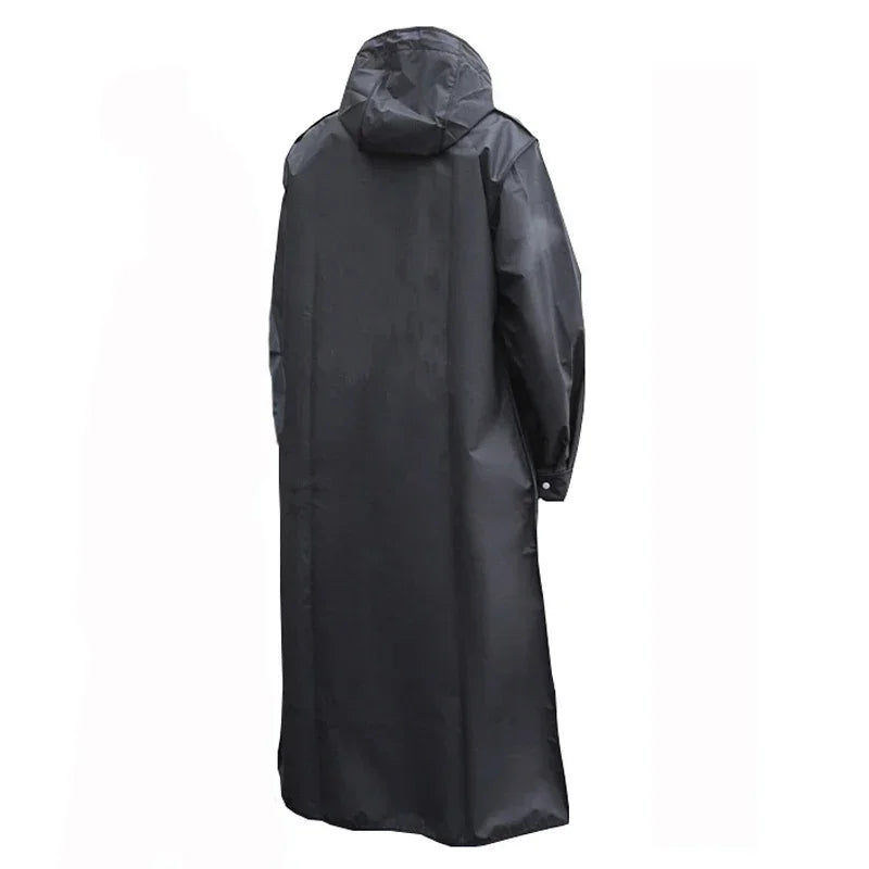 Black Fashion Adult Waterproof Long Raincoat Women Men Rain Coat Hooded For Outdoor Hiking Travel Fishing Climbing Thickened