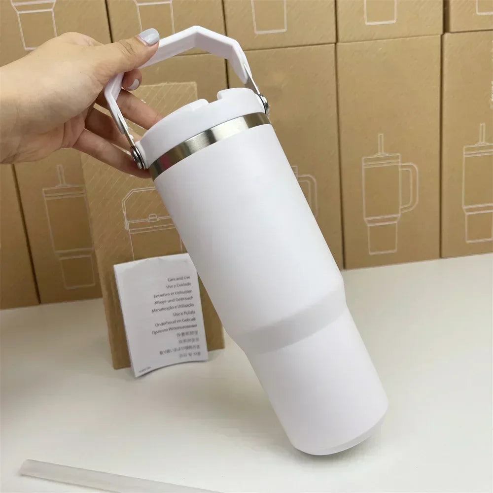 For Stanley 30oz Tumbler With Handle Straw Lid Stainless Steel Vacuum Insulated Car Mug Double Wall Thermal Iced Travel Cup Cafe