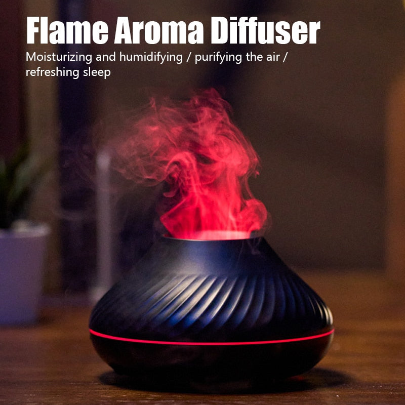 3D Colorful Flame Aroma Diffuser USB Car Aromatherapy Air Humidifier Mist Fragrance Home Ultrasonic Silent Essential Oil Difusor