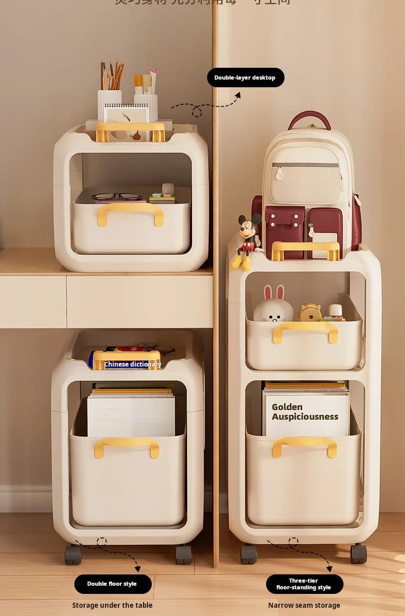 Backpack Storage Rack, Movable Trolley, Book Storage Artifact, Home Multi-layer Table, Lower Bag Storage Rack, Bookshelf