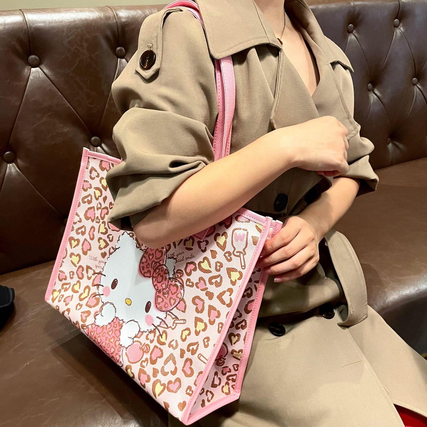 New Kawaii Cartoon Anime Sanrio Casual Tote Bag Shoulder Bag Cute Hello Kitty Large Capacity Storage Bag Shoulder Bag Girl Gift