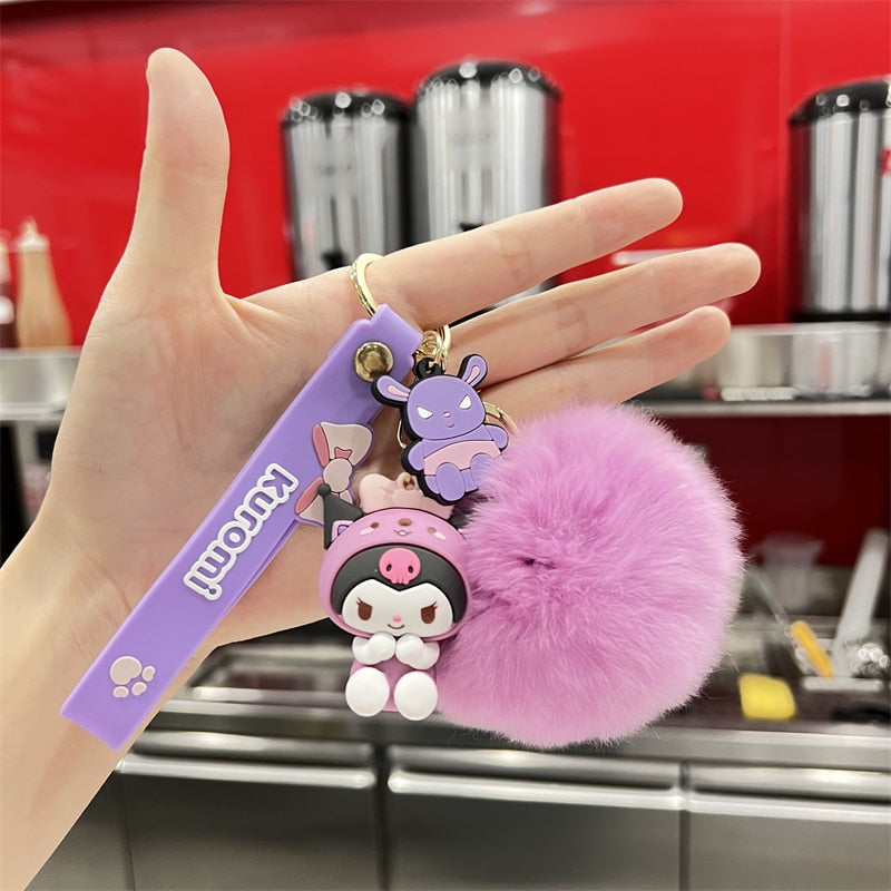Kawaii Hello Kitty Keychain Sanrio Anime Cartoon Melody Kuromi Cinnamoroll Toys Cute Pendant Dolls Car Key Ring Girl&Child Gifts