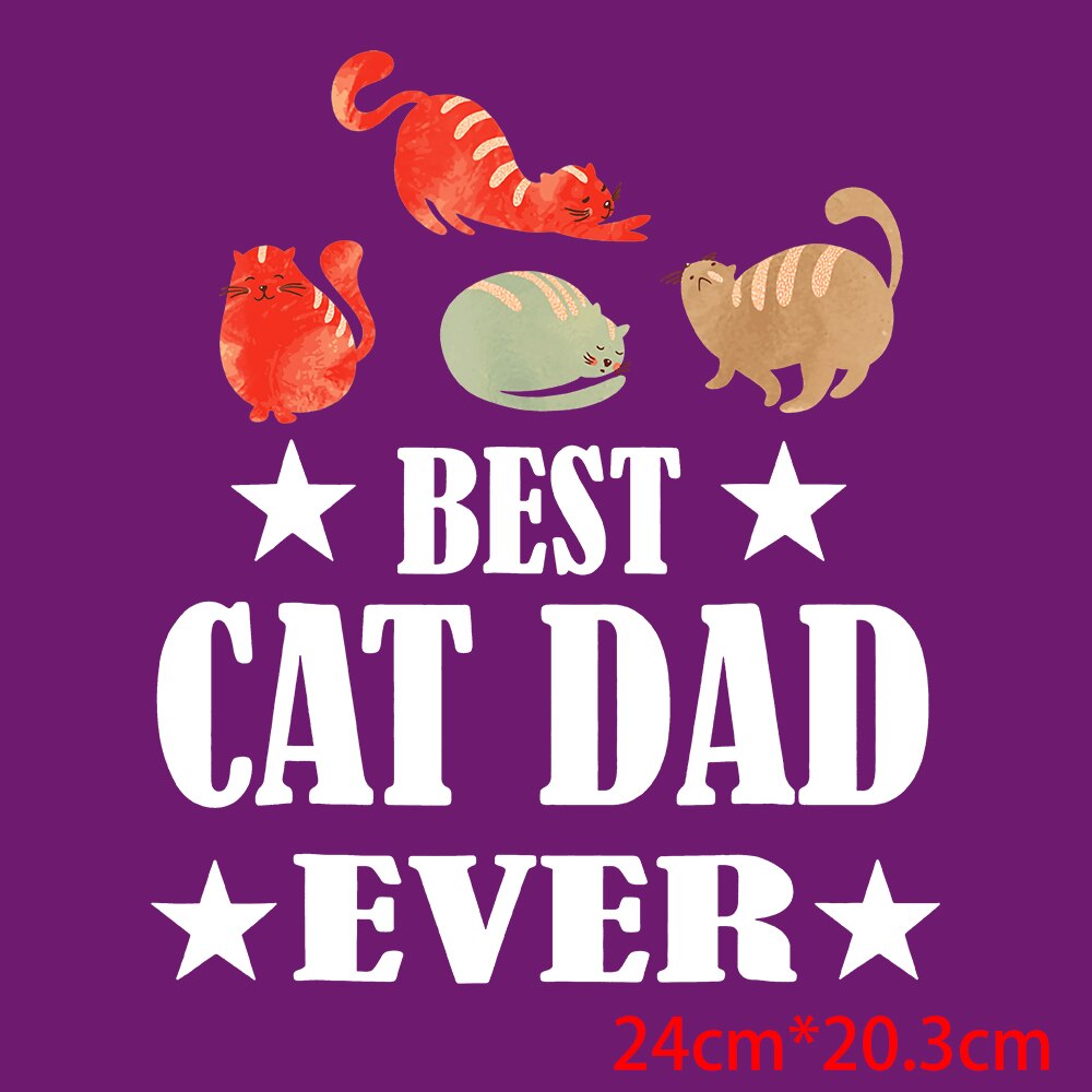 Dad Birthday Gift Funny Dad Cat Patches Father's Day Heat Transfer Stickers Fashion Thermo Stickers Fashion Graphic Appliques