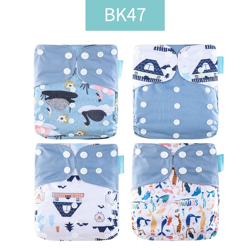 Baby Nappy 4Pcs/Set Diaper Cover Waterproof&Reusable Cloth Diaper