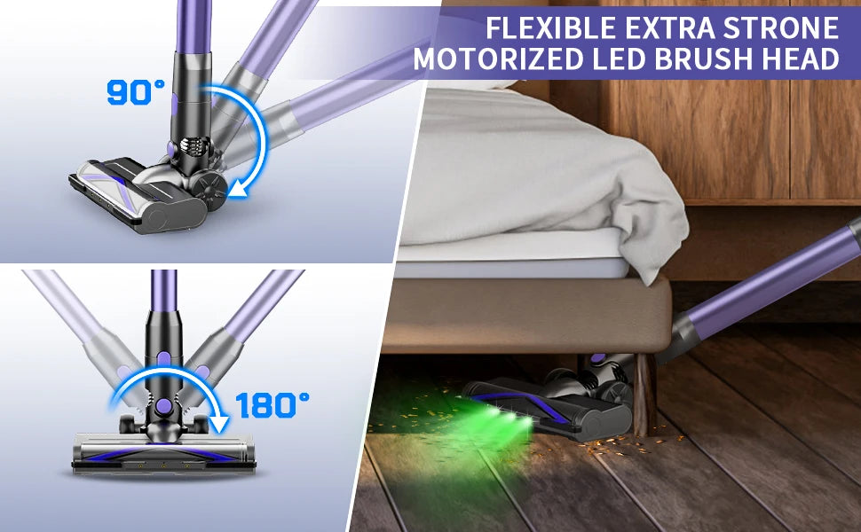 Cordless Vacuum Cleaner, Cordless Stick Vacuum Cleaner 38000PA Powerful Suction, Recahrge Battery, 6 in 1 Lightweight andQuiet