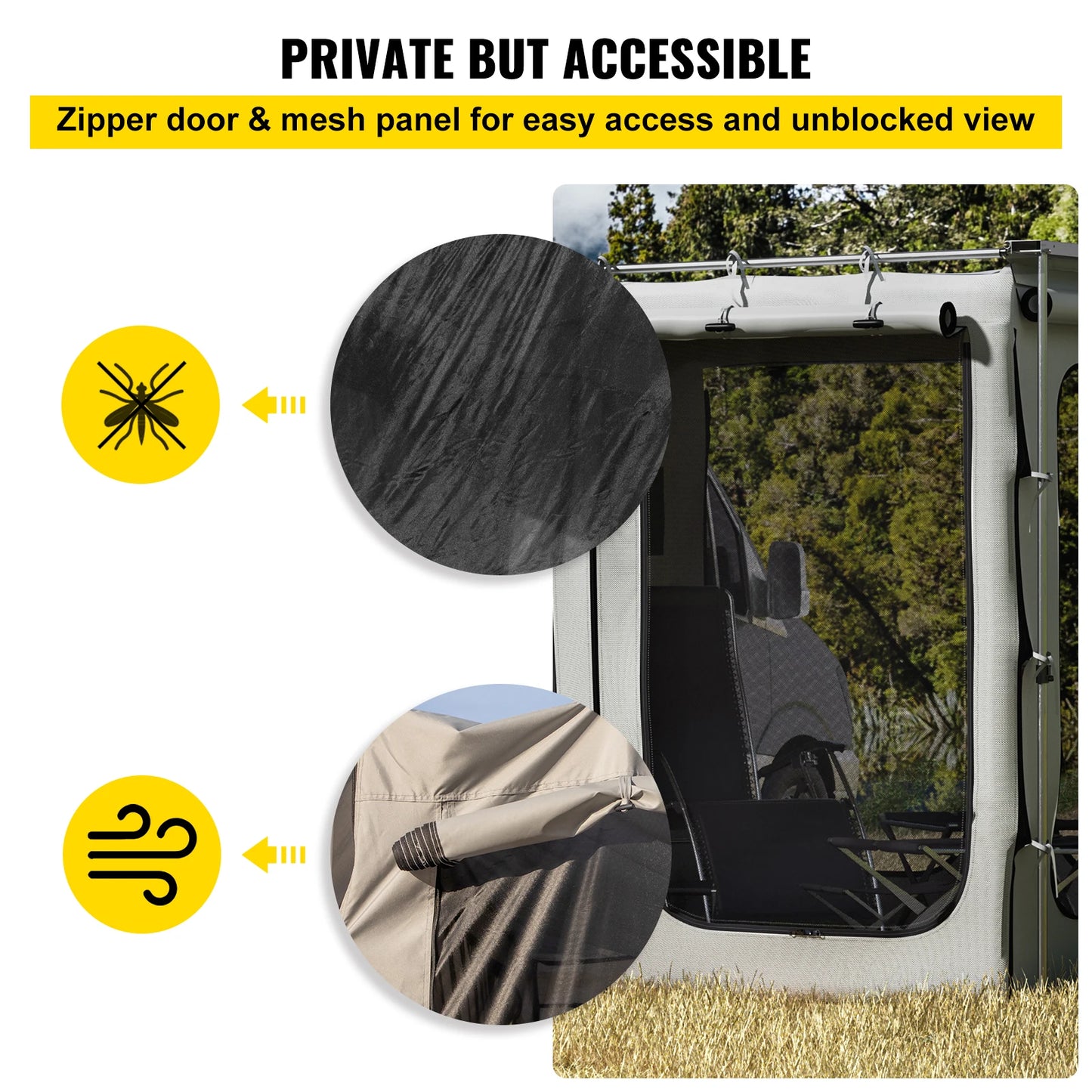 VEVOR Car Awning Room Accessory 300D Oxford Camping Tent with PVC Floor Heavy Duty Extend Shelter for SUV Tent Overland Gear
