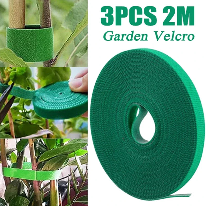 1/3Pcs 2M Green Garden Twine Plant Ties Nylon Plants Bandage Fastener Tape Hook Loop Bamboo Cane Wrap Support Accessories Red