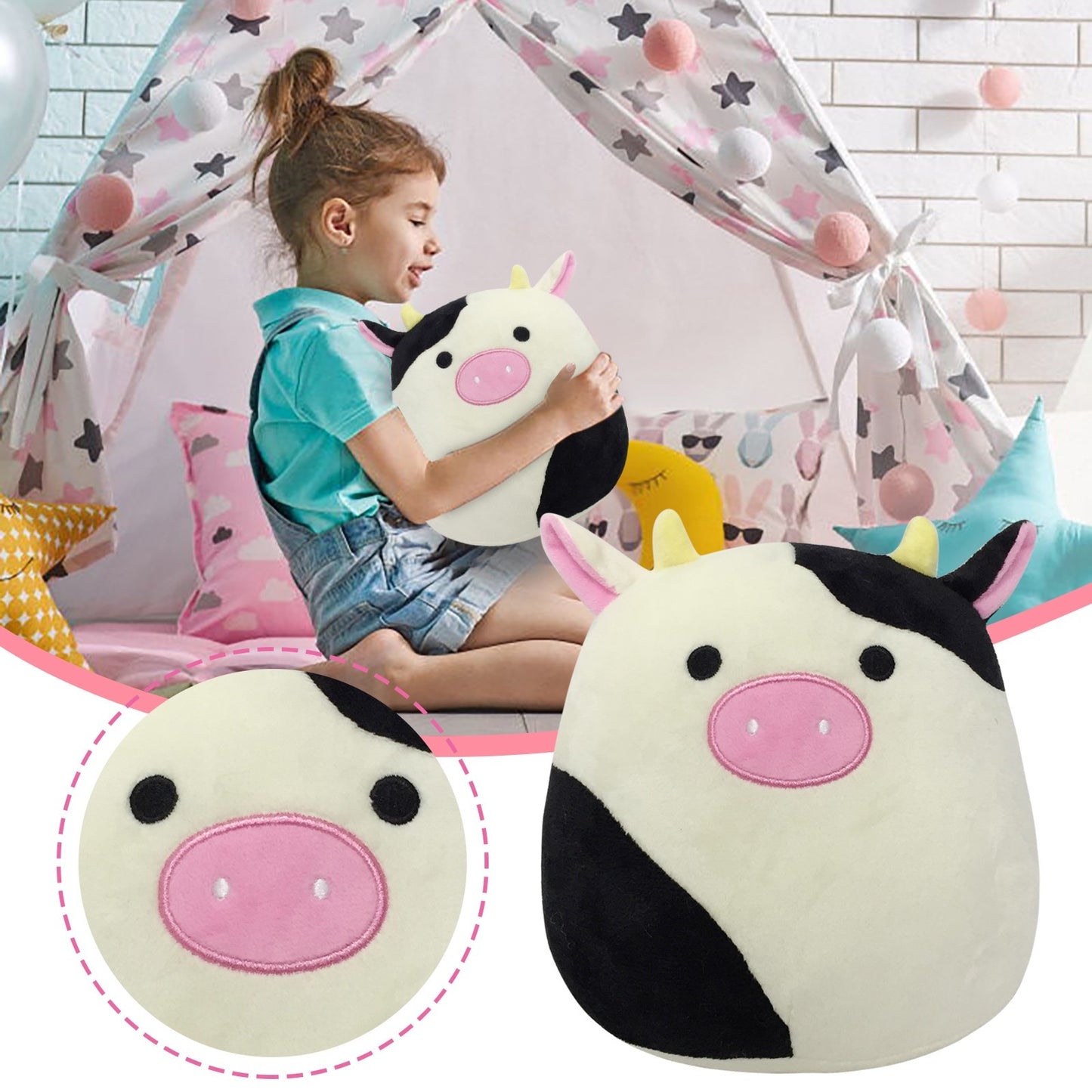 40/20cm Squishmallowed Plush Toys Kawaii Cows Dinosaur Frog Stuffed Animal Baby Dolls Soft Pillow Children Girls Christmas Gifts