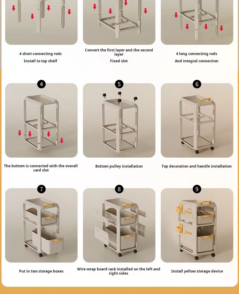 Backpack Storage Rack, Movable Trolley, Book Storage Artifact, Home Multi-layer Table, Lower Bag Storage Rack, Bookshelf