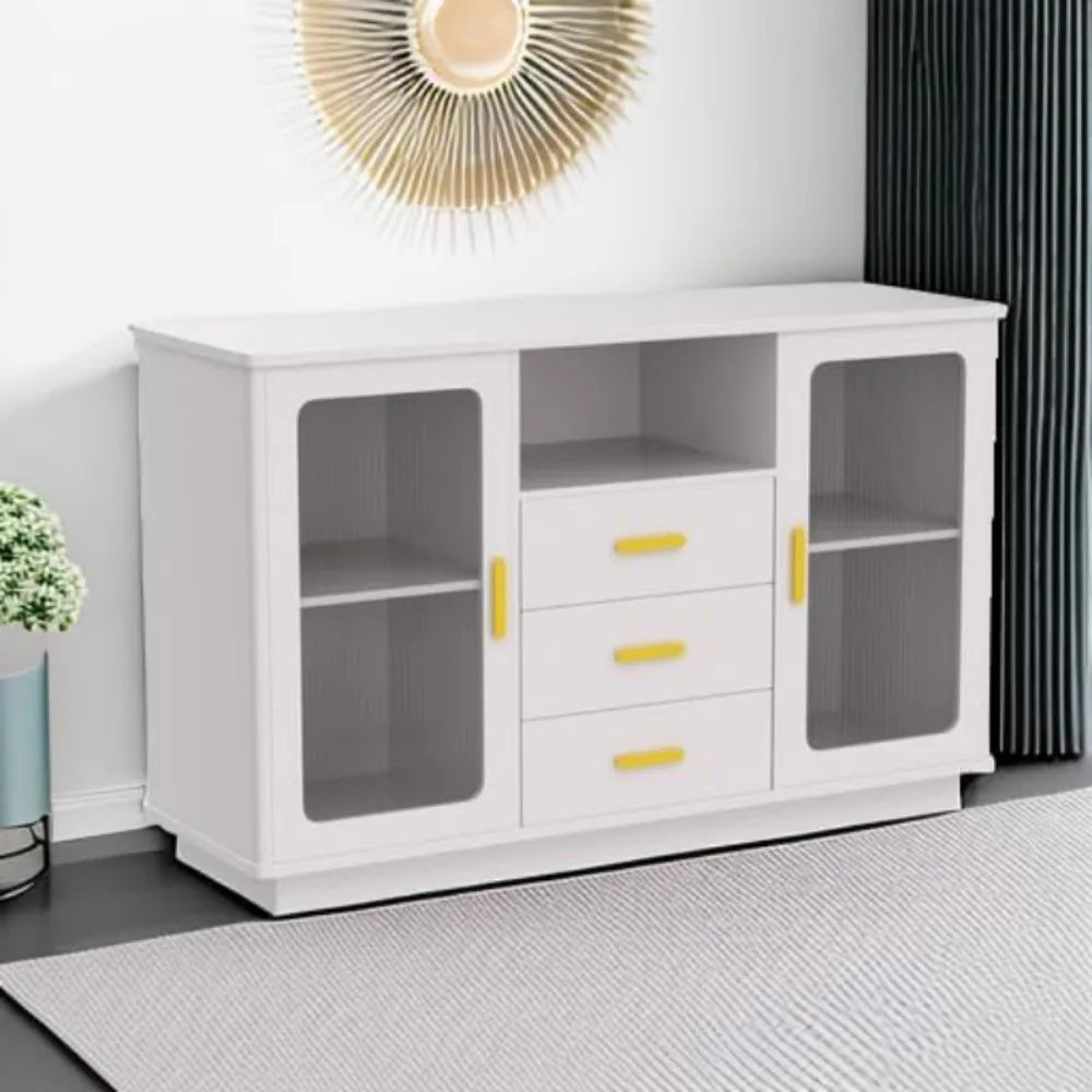Modern Coffee Station with Motion Sensor, Home Coffee Nook Table for Dining Room, Kitchen Buffer Sideboard with Storage Cabinet