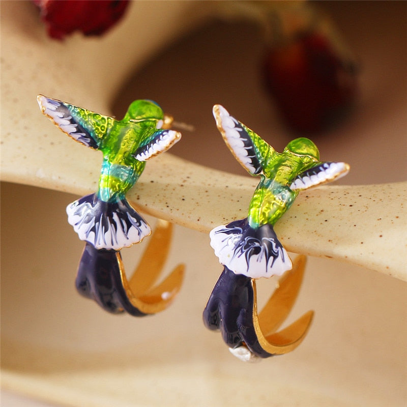 Women's Earrings 3D Hummingbird Earrings Animal Jewelry Cute Girly Ear Accessories Wedding Party Gifts